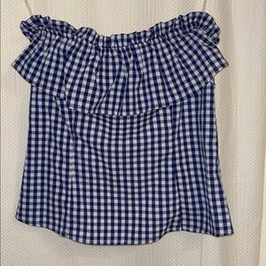 Altar'd State Navy and White Checkered Tube Top with opening in the back